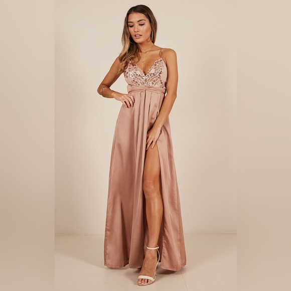 Showpo Prom Formal Sequin Long Dress- dusty rose, size S - Picture 1 of 14
